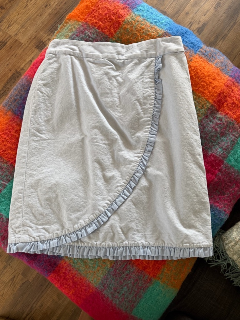 J. Crew Light bay blue Ruffle Trim Pencil Skirt